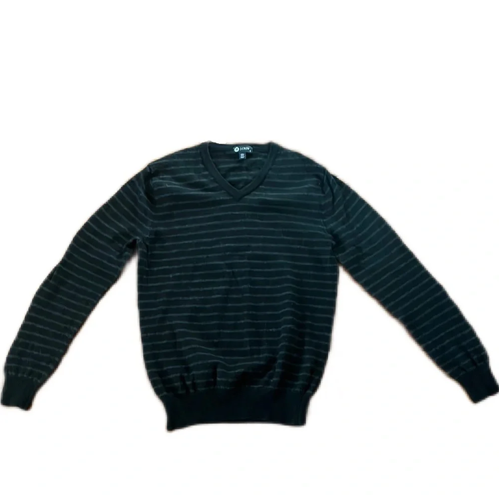 J Crew V Neck Merino Wool Striped Sweater